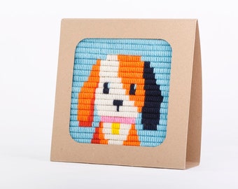 Needlepoint kit for beginners. Easier than cross stitch. Eco friendly display frame included.
