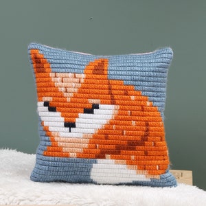 DIY Needlepoint pillow kits Ignites kids' creativity Craft a cozy needlepoint pillow. Eco friendly cardboard suitcase included. Baby Fox