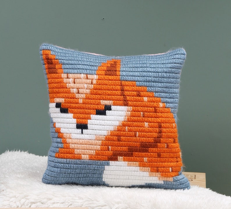 DIY Needlepoint pillow kits Ignites kids' creativity Craft a cozy needlepoint pillow. Eco friendly cardboard suitcase included. Baby Fox