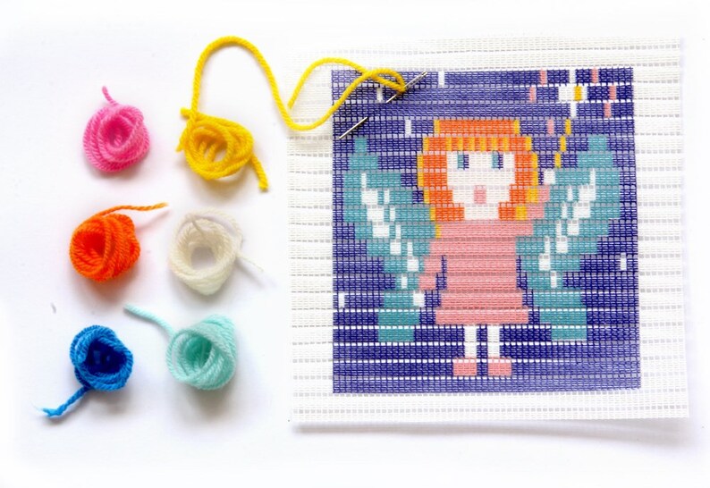 Needlepoint kit for beginners. Easier than cross stitch. Eco Etsy