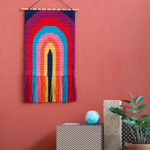 DIY Home Décor Needlepoint 3D wall art kits for beginners. Easier than cross stitch A wooden dowel included for easy display Rainbow