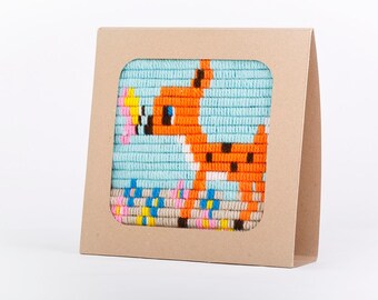 Needlepoint kit for beginners. Easier than cross stitch. Eco friendly display frame included.