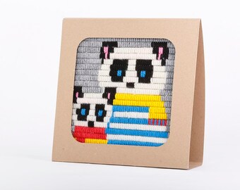 Needlepoint kit for beginners. Easier than cross stitch. Eco friendly display frame included.