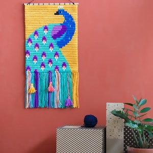 DIY Home Décor Needlepoint 3D wall art kits for beginners. Easier than cross stitch A wooden dowel included for easy display Peacock