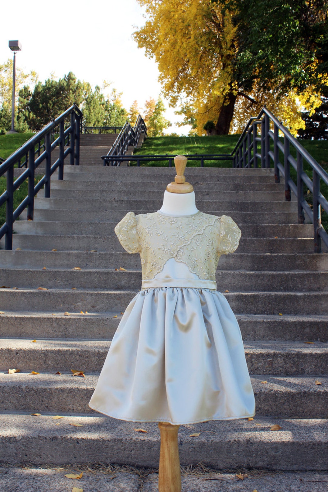 Lucy - Girls Summer Dress with Ruffles - Coral Gold Sparkle