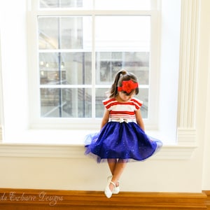 girls red white blue dress Red, White, and Blue Dress, Blue Seersucker Stitchy Fish