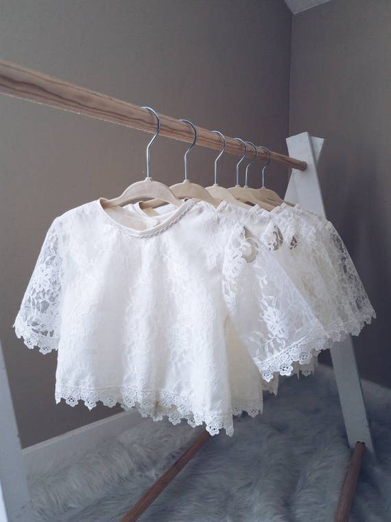 girls white lace top