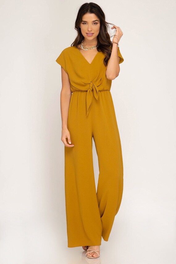girls mustard jumpsuit