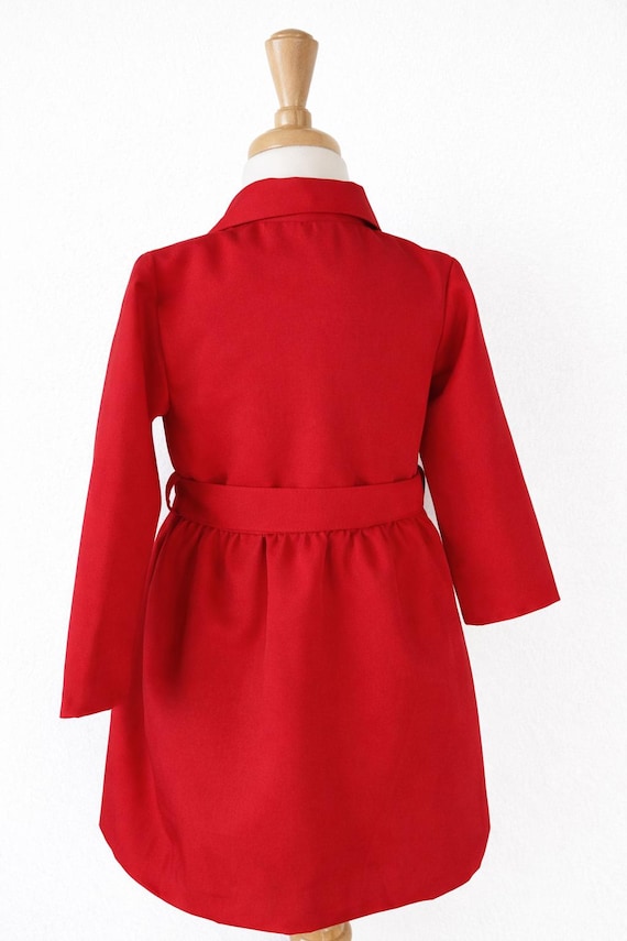 Red Trench Coat: Girls Winter Formal Dress Coat with Belt