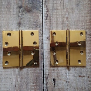 4 bisagras pequeñas de bisagra de tope cepillado de oro macizo para  manualidades, decoración de puerta de gabinete, cajas de madera, 2 x 1.1  pulgadas