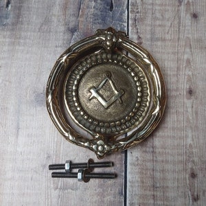 Heavy Masonic Brass Door Knocker, Large Brass Mason Door Knocker