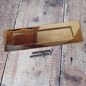 Polished Vintage Brass Letter Box, Old Brass Mail Slot, Polished Brass Post Slot