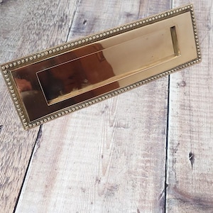 Georgian Style Polished Brass Door Mail Slot, Vintage Brass Letter Box, Reclaimed Brass Letter Slot
