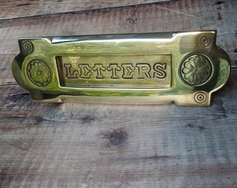 Gothic Polished Brass Door Mail Slot: Antique Letter Box