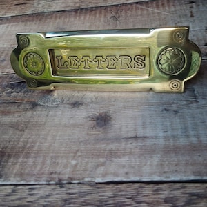 Stunning Small Gothic Polished Brass Door Mail Slot