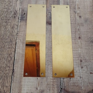 1 Pair 1960s ,Polished Brass Push Plates, Vintage Brass Finger Plates