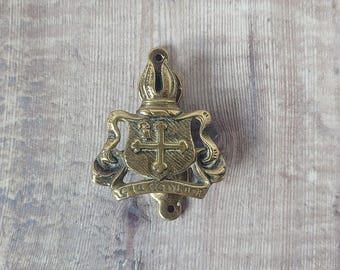 Glastonbury Heraldic Coat of Arms: Small Collectible Brass Door Knocker