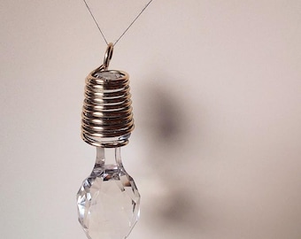 Upcycled Cut Glass Light Pull with Polished Brass Loop