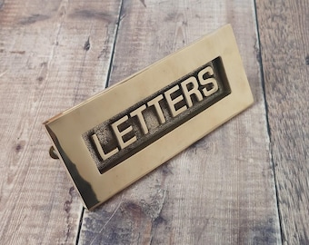 Polished Brass Door Letter Plate, Heavy Brass Mail Box Slot