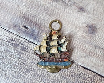 Vintage Small Painted Brass Golden Hind Paper Clip, Collectible Brass Paperclip