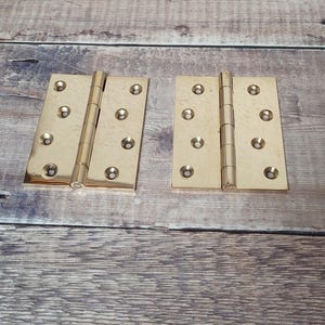 A set of 2 Heavy Brass Door Hinges,  Solid Brass Hinges