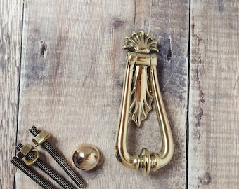 Antique Brass Door Knocker: Small Polished Doorknocker