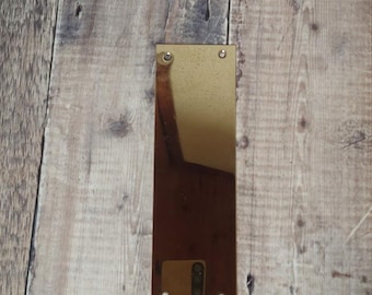 Vintage Polished Brass Push Plate: 1960s Finger Plate (9 5/8" x 3")