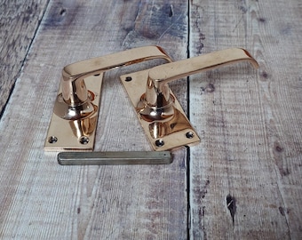 Vintage Copper Tinted Brass Door Handles: Antique Lever Handles