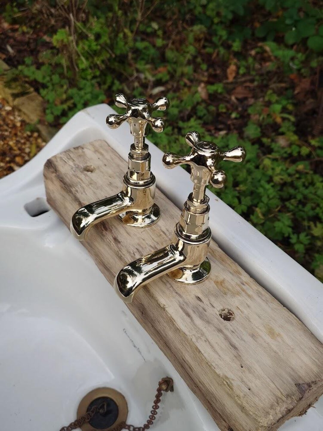 Vintage Brass Basin Taps, Polished Brass Faucets, Antique Bathroom Sink ...