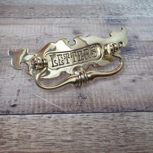 Original Art Nouveau Brass Door Mail Slot And Door Pull, Vintage Brass Letter Box Slot With Knocker, Victorian Postal Knocker