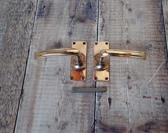 Vintage Copper Tinted Brass Door Handles: Antique Handles