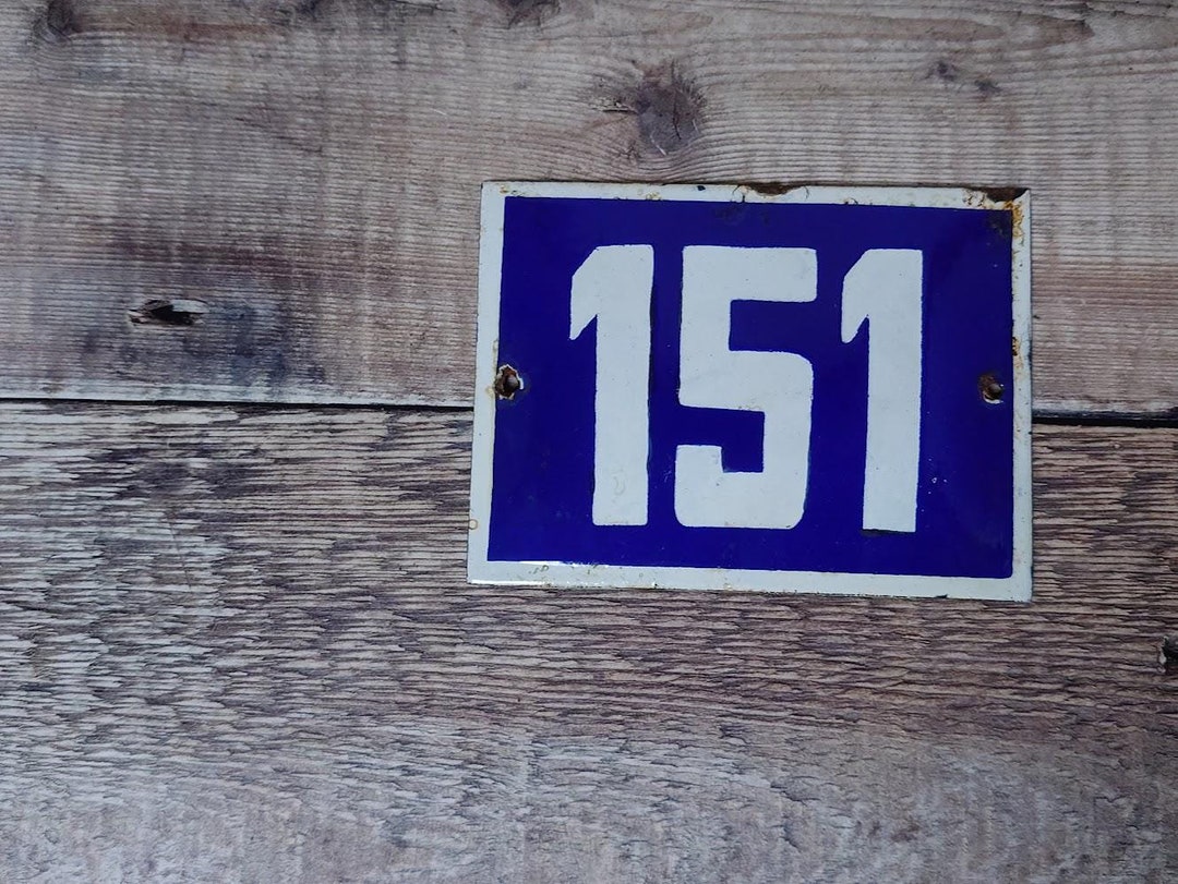 Vintage Blue Enamel House Number 151: European Steel Sign - Etsy