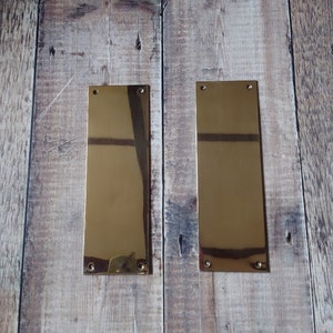 Pair salvaged vintage polished brass finger plates