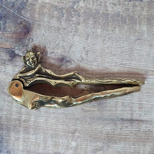 Vintage Polished Brass Pixie Nutcracker, Brass Nut Crackers, Collectible Metal Nut Cracker