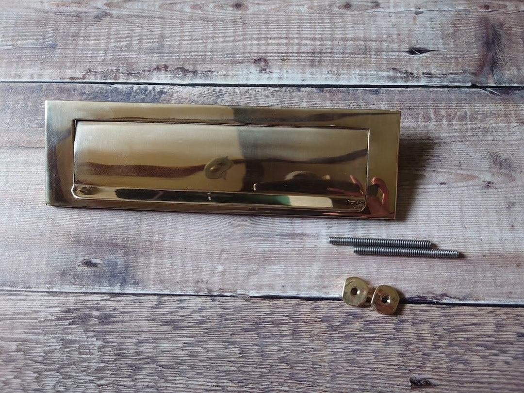 Polished Brass Reclaimed Door Mail Slot Etsy