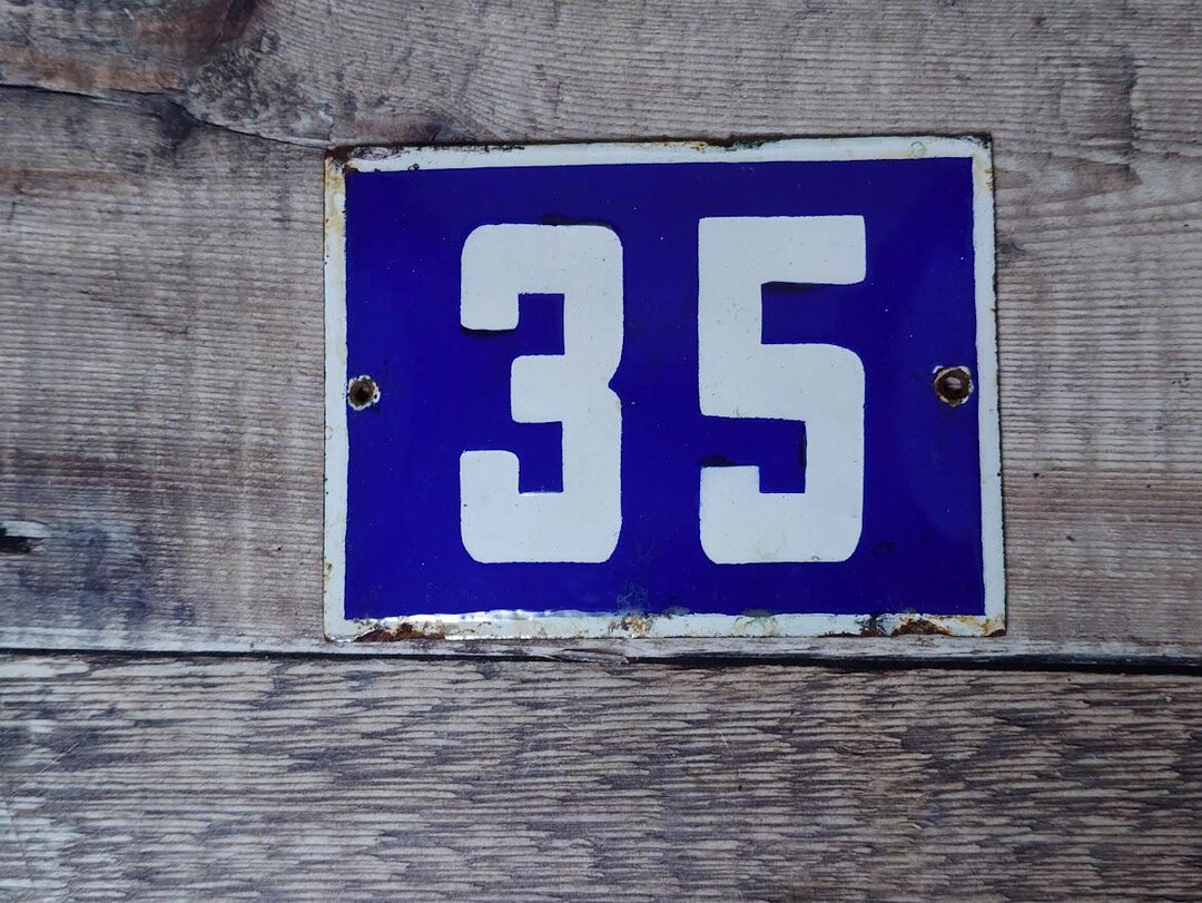 Vintage Blue Enamel House Number 35 Sign: European Plaque - Etsy