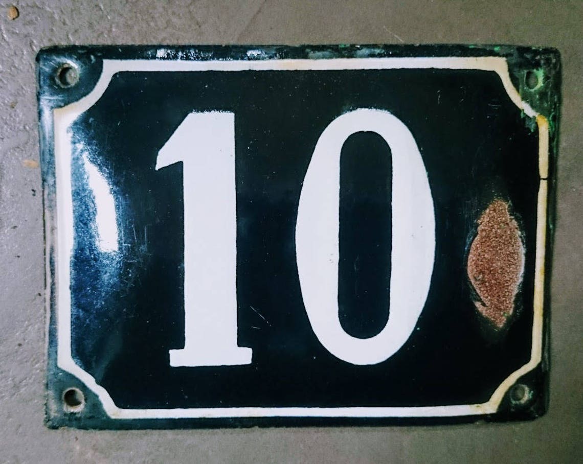 Old Blue & White Porcelain Enamel House Number 10 Sign Etsy