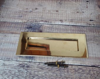 Polished Brass Door Letter Plate, Heavy Brass Mail Box Slot