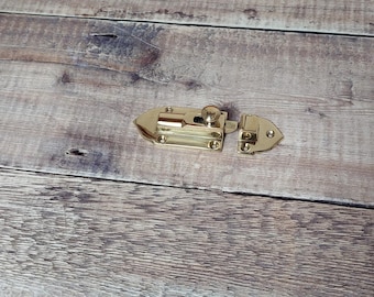Polished Brass Cabinet Latch: Small Spring-Loaded Door Catch