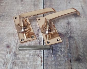 Vintage Copper Brass Door Handles: Antique Lever Set