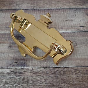 Polished Brass Postal Knocker, Polished Brass Letter Box With Knocker, Brass Mail Slot