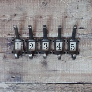 Gusseisen Kleiderhaken Mit Keramik Label Haken 5er Set, Eisen Wandhaken