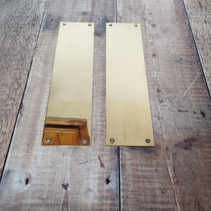 1 Pair 1960s, Polished Brass Push Plates, Vintage Brass Finger Plates