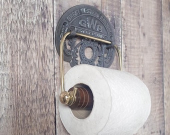 Enameled Cast Iron Toilet Roll Holder: Edwardian Vintage Style