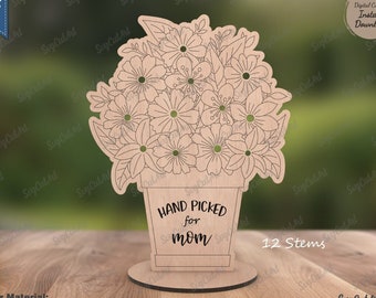 Flower Holder Stand for 12 Stems | Mother's Day svg | Flowers for mom | Laser Cut Wooden Gift | SVG Cut File | Wooden Flower Stand SVG