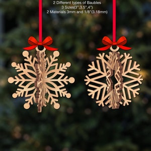 Snowflake Bauble 3D SVG, Christmas Ornament SVG, 3D Snowflake Laser, glowforge svg, christmas decoration, Laser cut, Silhouette, Cricut