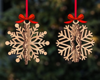 Snowflake Bauble 3D SVG, Christmas Ornament SVG, 3D Snowflake Laser, glowforge svg, christmas decoration, Laser cut, Silhouette, Cricut