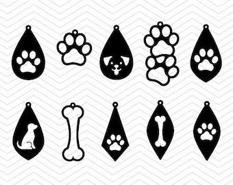 Dog Earrings SVG, Pet Earrings SVG, leather earrings svg, pendant svg, faux leather svg, diy jewelry svg, Cricut Design, Silhouette studio