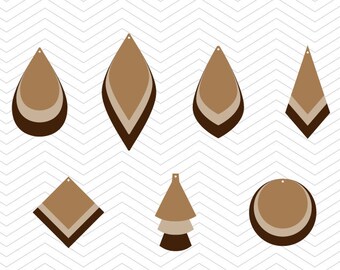 Stacked Earring SVG DXF PNG eps Leaf Tear Drop Pendant Leather Jewelry Cut File Cricut Design, Silhouette studio, Sure A Lot, Makes the Cut