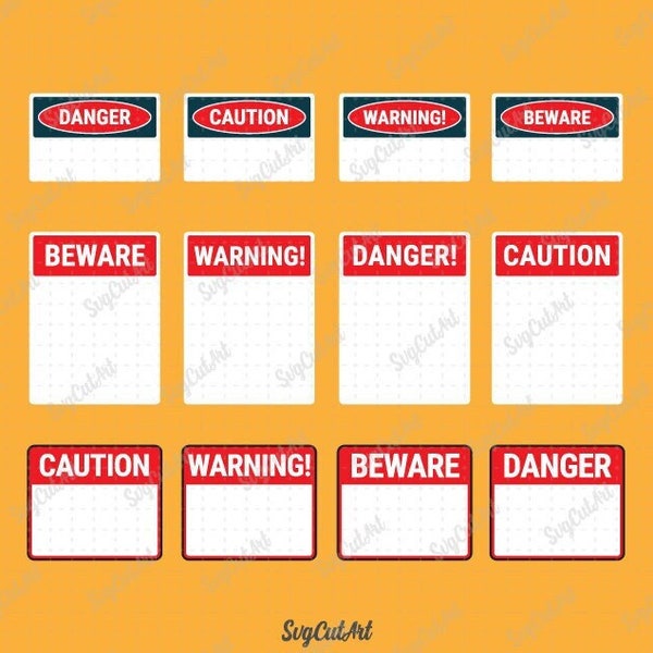 Warning Sign svg, Danger Sign svg, Beware svg, Caution Sign svg, Blank Warning Sign svg, Blank Danger Sign, Cricut Design, Silhouette studio